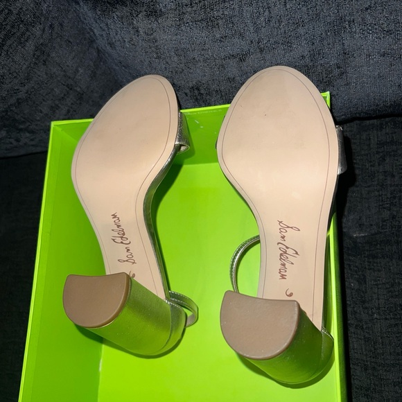 Sam Edelman Metallic Gold Yaro Leather Strap Heeled Sandal Size 6 M - Picture 6 of 7